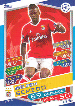 Nelson Semedo SL Benfica 2016/17 Topps Match Attax CL #BEN06